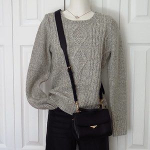 Grey Crew neck cable knit sweater